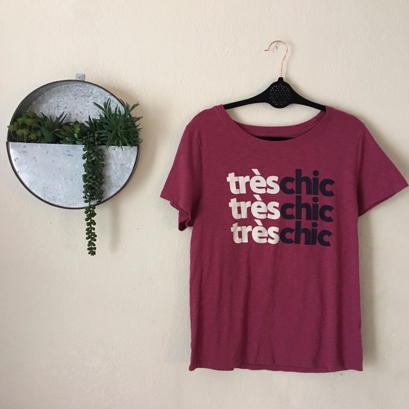 J. Crew Tops - J Crew Tres Chic cotton crew neck red burgundy tee